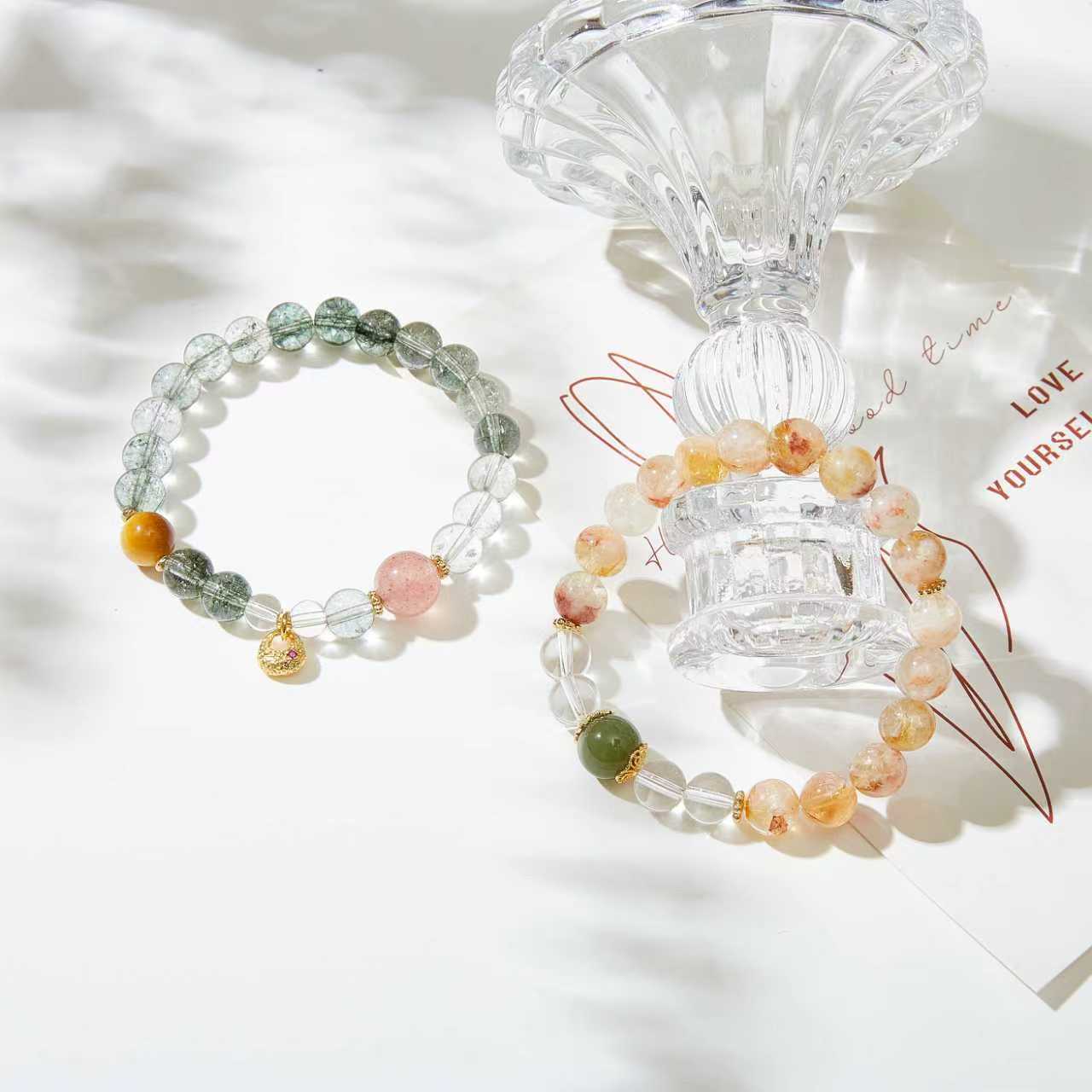 New Chinese-Style Green Phantom Beaded Bracelet